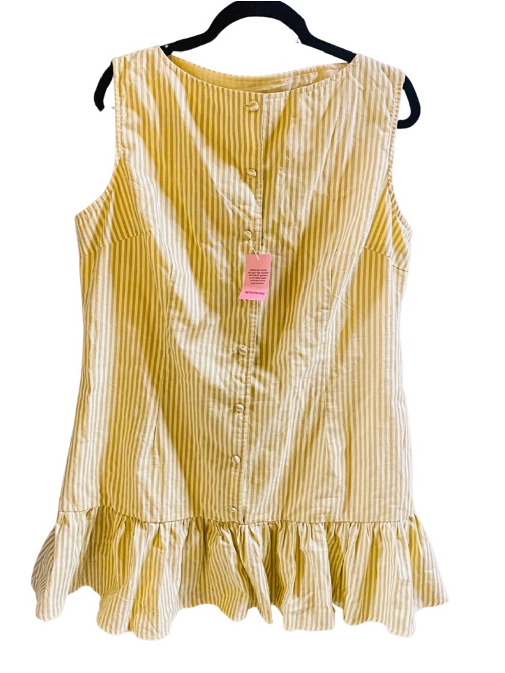 Yellow Striped Ruffle-Hem Mini Dress - Picture 2 of 3